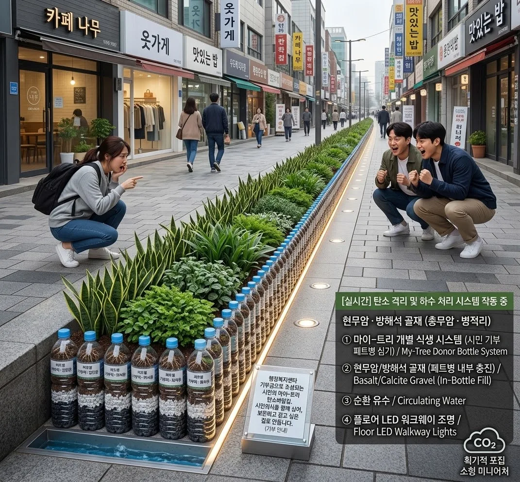 페트병 마이트리가 늘어선 거리 시각화